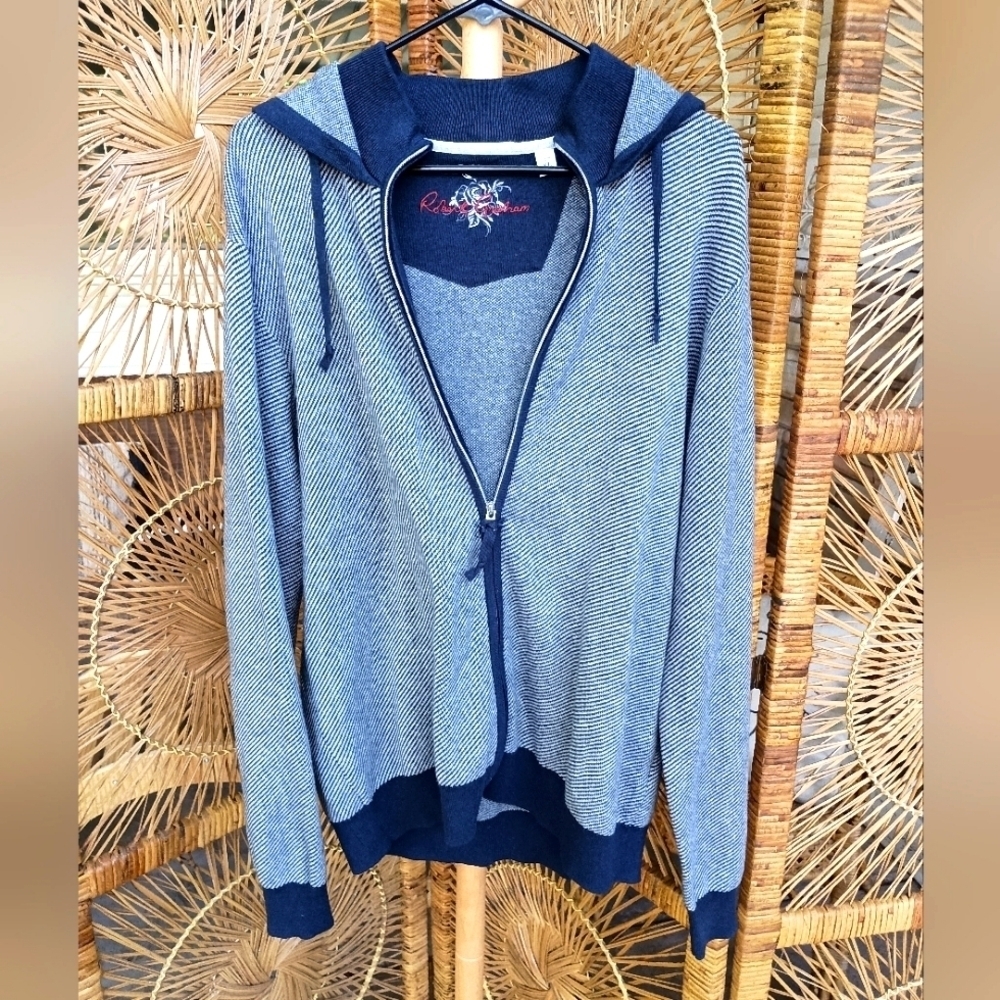 NWOT Robert Graham Blue Striped Men's Cashmere And Cotton Sweater_XL